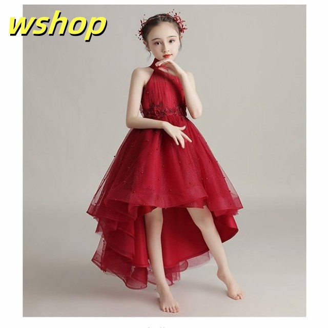 レビュー高評価商品 ギフトにも最適 レビュー高評価 】キッズドレス 【wshop ショート丈 結婚式 ワンピース 今だけ ホルターネック 即納OK お姫様 フォーマル ピアノ発表会 女の子 子供ドレス フィッシュテール 数量限定入荷_4