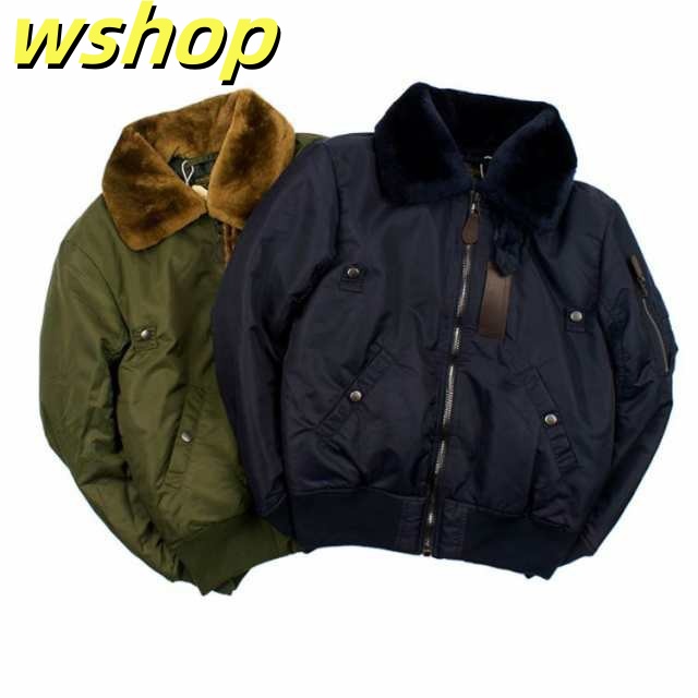 新登場 SNS話題 ジャケット フライトジャケット ミリタリー ウール アウター ブルゾン 新品 米軍 【wshop b-15 取り外し可能 ムートンボア カスタムメイド ミリタリージャケット メンズ 】ミリタリー アウトドア ウール襟元 在庫わずか_1