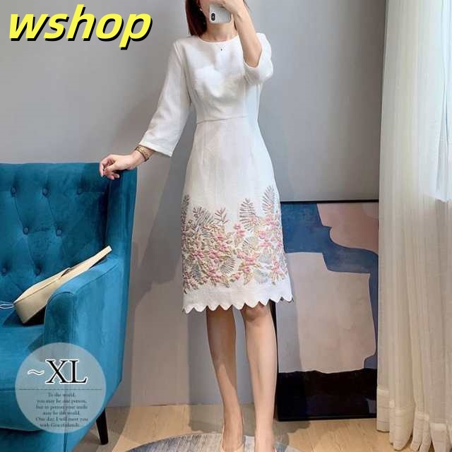 注目ランキング上位 品質安心 SNS話題 軽量仕様 長袖 膝丈 きれいめ 花柄 【wshop キレイ目 ラウンドネック ガーリー 休日スタイル フェミニン 母親 定番 今だけ 】ワンピース ママ ロマンティック お買い得プライス