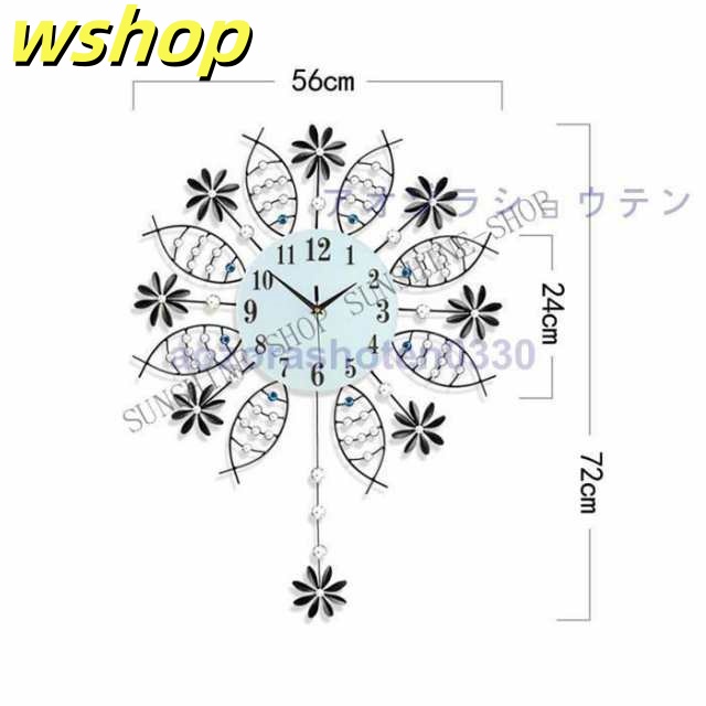 売れ筋アイテム 品質安心 電池 送料無料 収納便利 壁掛け 】壁掛け時計 金属製 新築祝い 花柄 静音 おしゃれ インテリア クロック SNS話題 モダン 振り子時計 北欧 新生活応援 【wshop ギフト 数量限定入荷_4