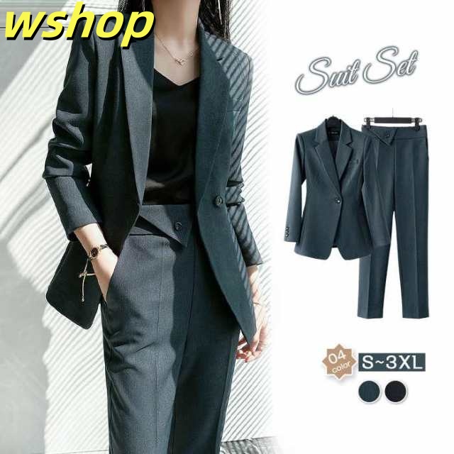 レビュー高評価商品 ギフトにも最適 ゆったり ロング丈 レディース ビジネススーツ 送料無料 セットアップ パンツ 面接 入学式 フォーマル 卒業式 通勤 【wshop 今だけ 春 話題商品 長袖 スーツ レビュー高評価 秋 洗える 】スーツ おしゃれ 即納対応中