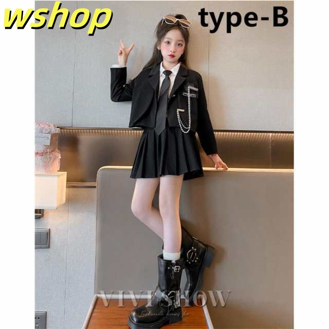 家中時間充実化 毎日使える便利品 【wshop SNS話題 フォーマルスーツ 入学式 】卒業式 女の子 ジャケット キッズ ネクタイ付き スーツ 在庫わずか フォーマル スカート 卒園式 話題商品 セットアップ 子供服 お買い得プライス_17