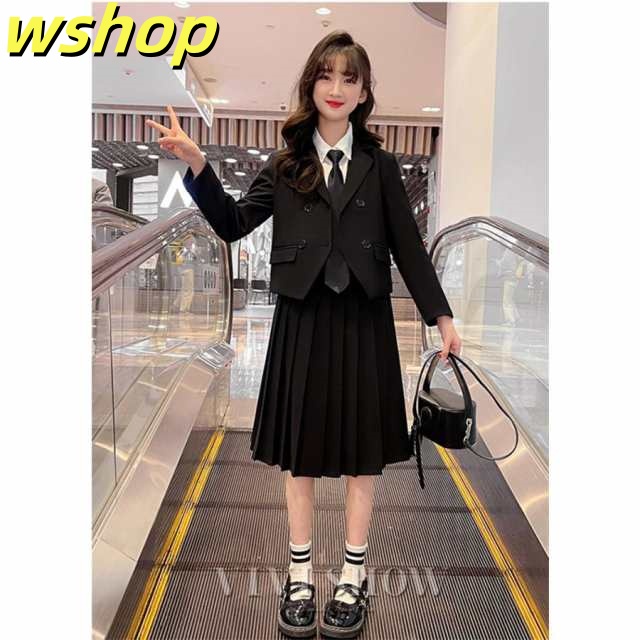 家中時間充実化 毎日使える便利品 【wshop SNS話題 フォーマルスーツ 入学式 】卒業式 女の子 ジャケット キッズ ネクタイ付き スーツ 在庫わずか フォーマル スカート 卒園式 話題商品 セットアップ 子供服 お買い得プライス_2