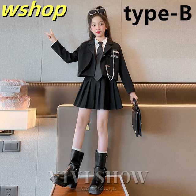 家中時間充実化 毎日使える便利品 【wshop SNS話題 フォーマルスーツ 入学式 】卒業式 女の子 ジャケット キッズ ネクタイ付き スーツ 在庫わずか フォーマル スカート 卒園式 話題商品 セットアップ 子供服 お買い得プライス_3