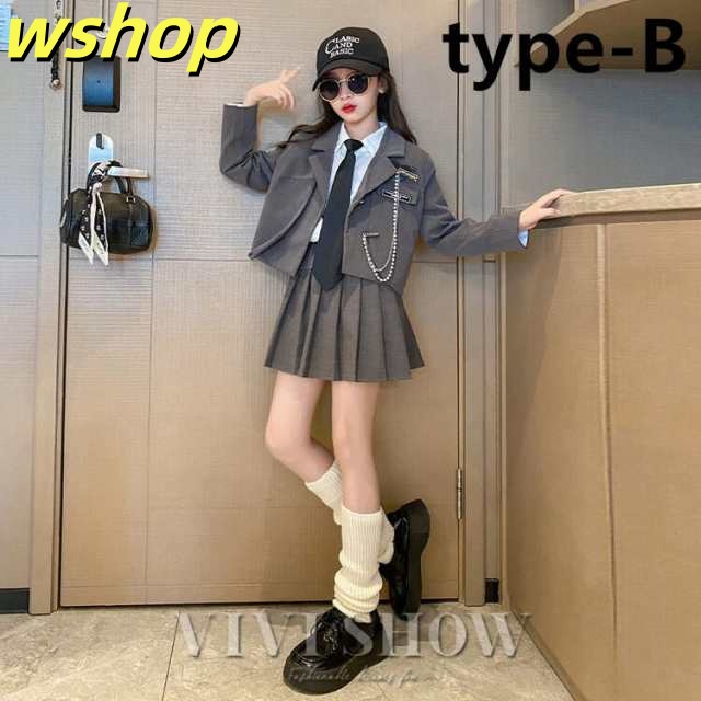 家中時間充実化 毎日使える便利品 【wshop SNS話題 フォーマルスーツ 入学式 】卒業式 女の子 ジャケット キッズ ネクタイ付き スーツ 在庫わずか フォーマル スカート 卒園式 話題商品 セットアップ 子供服 お買い得プライス_4