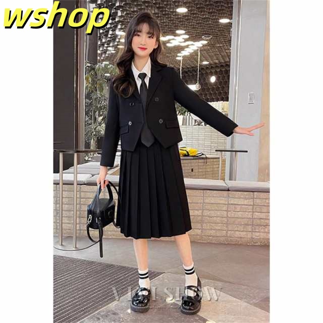 家中時間充実化 毎日使える便利品 【wshop SNS話題 フォーマルスーツ 入学式 】卒業式 女の子 ジャケット キッズ ネクタイ付き スーツ 在庫わずか フォーマル スカート 卒園式 話題商品 セットアップ 子供服 お買い得プライス_9
