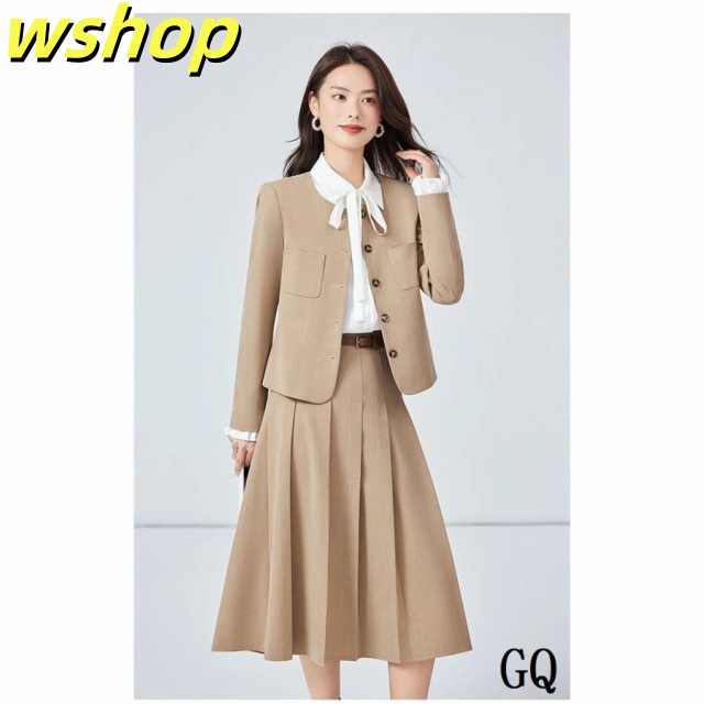注目ランキング上位 品質安心 ノーカラージャケット 今だけ 春 レディース フレアスカート 【wshop セレモニースーツ 】セットアップ 秋 2点セット 新登場 スカート 売上急増中 冬 スカー ジャケット ママスーツ プリーツスカート 即納対応中_3