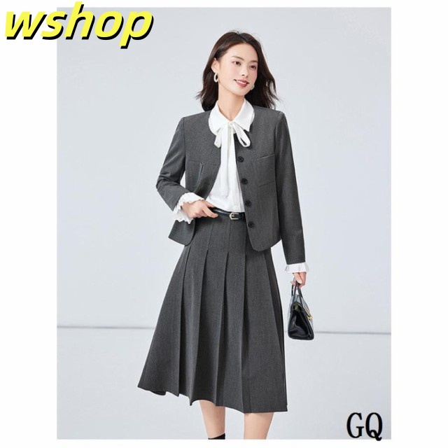 注目ランキング上位 品質安心 ノーカラージャケット 今だけ 春 レディース フレアスカート 【wshop セレモニースーツ 】セットアップ 秋 2点セット 新登場 スカート 売上急増中 冬 スカー ジャケット ママスーツ プリーツスカート 即納対応中_6