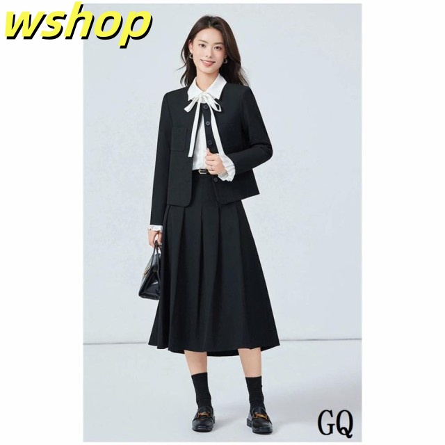 注目ランキング上位 品質安心 ノーカラージャケット 今だけ 春 レディース フレアスカート 【wshop セレモニースーツ 】セットアップ 秋 2点セット 新登場 スカート 売上急増中 冬 スカー ジャケット ママスーツ プリーツスカート 即納対応中_9