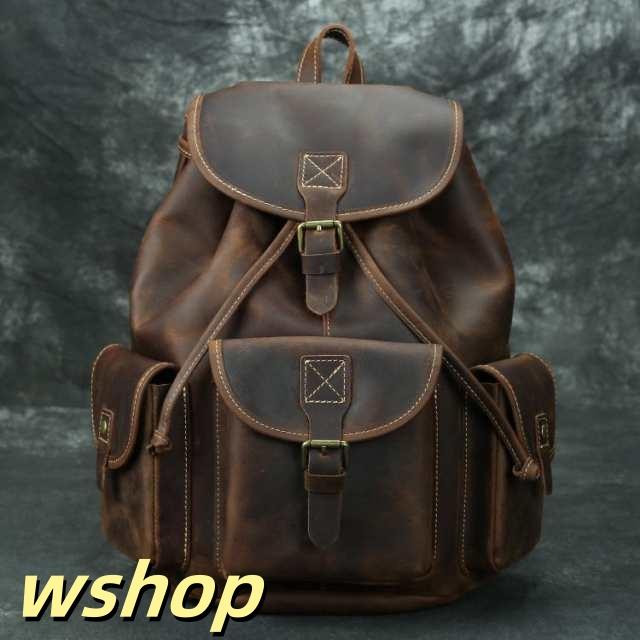 在庫限りの大特価 多機能デザイン 】実物写真 リュックサック ランキング常連 送料無料 レザー 本革 人気急上昇 【wshop ビジネスリュック メンズバッグ お買い得プライス