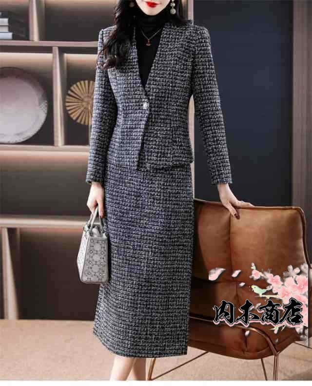 レビュー高評価商品 新登場 レディース 通勤 品質安心 秋 女 OL ジャケット 女性 上下セット セットアップ スカートスーツセット 膝下丈 ポケット付き 2点セット 夏 SNS話題 長袖 春 お買い得プライス 送料無料 あったか