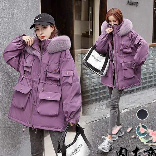 シンプル おしゃれ レディース 軽量仕様 防寒 SNS話題 コート ダウン ミドル丈 大人 着痩せ 黒 無地 秋 キツネの毛 アウター 暖かい 婦人 厚手 ロング丈 フード付き 防風 大きいサイズ M ジャケット ロングコート 20代 40代 50代 冬