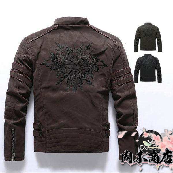 売れ筋アイテム レビュー高評価 人気急上昇 メンズ 防寒 店長太鼓判 裏起毛 PU 革ジャン ライダースジャケット 在庫わずか レザージャケット バイカ アウター 髑髏 バイク 刺繍 冬服 裏ボア ドクロ 暖かい 送料無料 あったか