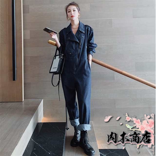 注目ランキング上位 人気急上昇 切り替えデザイン 毎日使える便利品 ロング丈 ブルーデ アシンメトリー デニム ジャンプスーツ オールインワン 袖あり ワイド Vネック SNS話題 セットアップ 送料無料