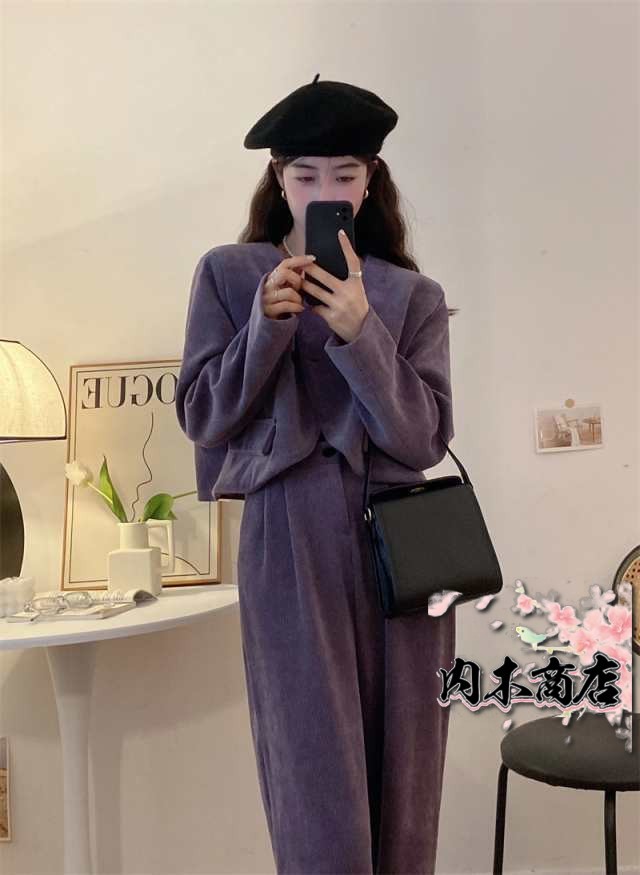 注目ランキング上位 レビュー高評価 数量限定入荷 レディース 店長太鼓判 今だけ 収納便利 ツータック スエード調 長袖 パンツ セットアップ 無地 ワイド ツーピースノーカラー 上下セット ツーピース スリム スーツ