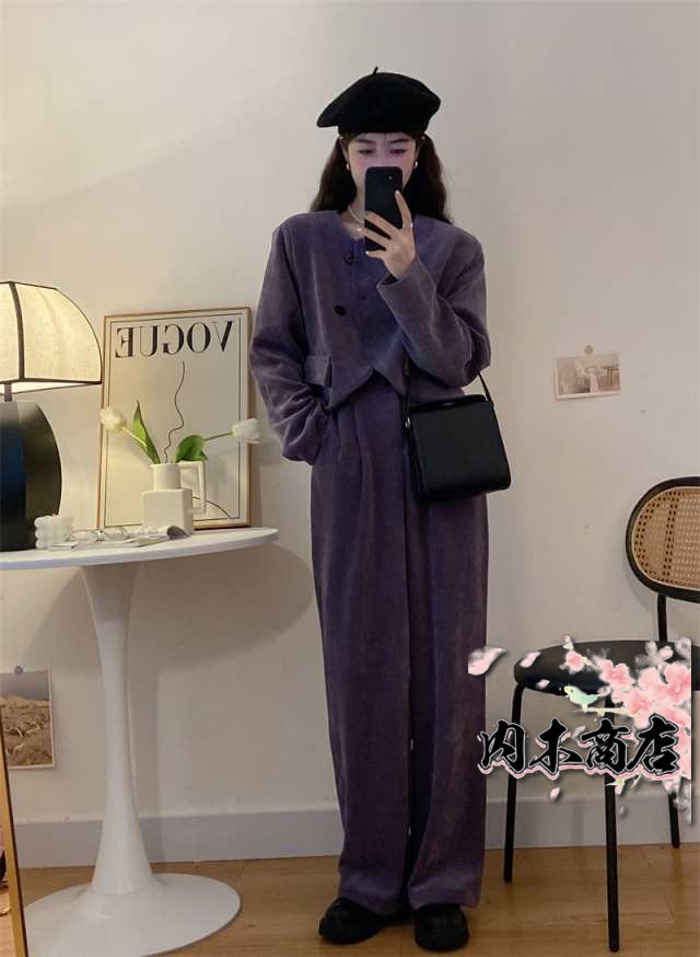 注目ランキング上位 レビュー高評価 数量限定入荷 レディース 店長太鼓判 今だけ 収納便利 ツータック スエード調 長袖 パンツ セットアップ 無地 ワイド ツーピースノーカラー 上下セット ツーピース スリム スーツ