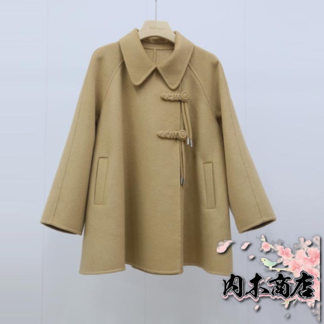 体型カバー レディース 通勤 防寒 ウールコート ポンチョコート 長袖 ミディアム丈 ウール ケープコート ケープジャケット マント 秋 冬 秋冬 アウター 前開 チャイナボタン 大人 可愛い ゆったり 上品 暖かい 大きいサイズ OL 冬コーデ 送料無料 体型カバー レディース 通勤 防寒 ウールコート ポンチョコート 長袖
