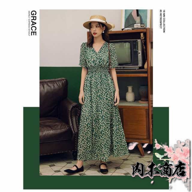 レビュー高評価 人気急上昇 レディース 在庫限りの大特価 毎日使える便利品 40代 30代 今だけ Vネック ワンピース キレイめ 花柄シ ロングフレアスカートひざ下 オシャレ 春夏半袖ワンピース マキシワンピース お買い得プライス