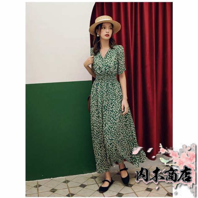 レビュー高評価 人気急上昇 レディース 在庫限りの大特価 毎日使える便利品 40代 30代 今だけ Vネック ワンピース キレイめ 花柄シ ロングフレアスカートひざ下 オシャレ 春夏半袖ワンピース マキシワンピース お買い得プライス