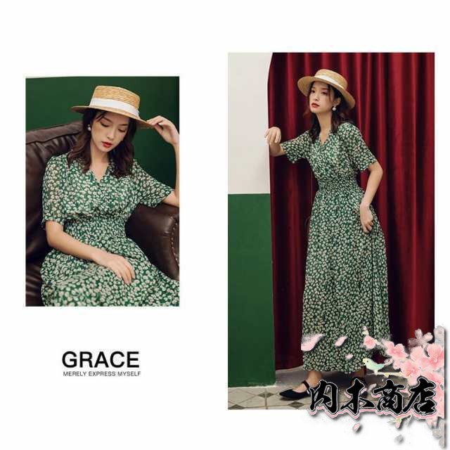 レビュー高評価 人気急上昇 レディース 在庫限りの大特価 毎日使える便利品 40代 30代 今だけ Vネック ワンピース キレイめ 花柄シ ロングフレアスカートひざ下 オシャレ 春夏半袖ワンピース マキシワンピース お買い得プライス