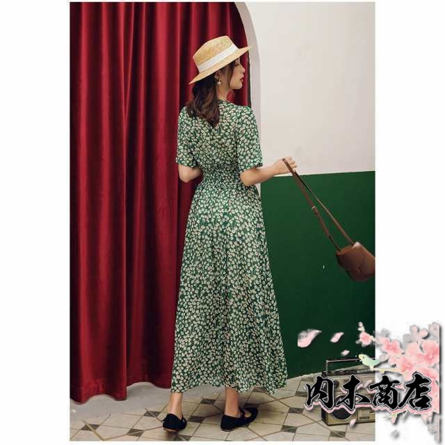 レビュー高評価 人気急上昇 レディース 在庫限りの大特価 毎日使える便利品 40代 30代 今だけ Vネック ワンピース キレイめ 花柄シ ロングフレアスカートひざ下 オシャレ 春夏半袖ワンピース マキシワンピース お買い得プライス