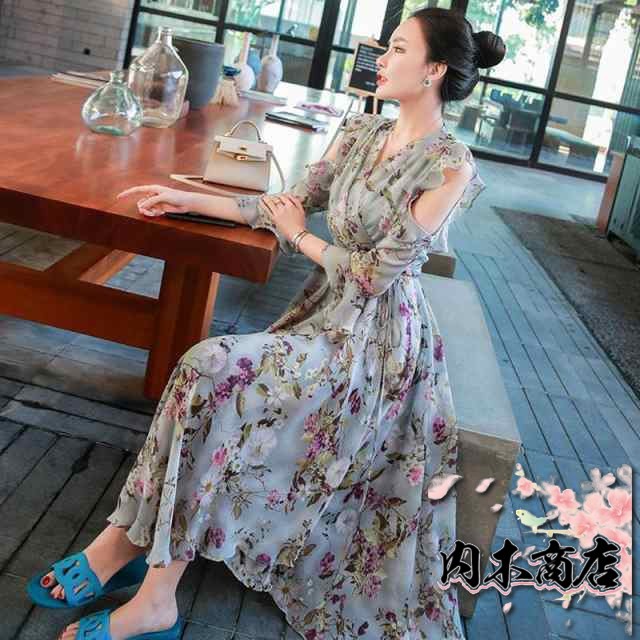 ★Adrianna Papella☆花柄♪Vネック♪半そで♪タイ♪ドレス ☆Adrianna Papell☆花柄刺繍♪半そで♪タイ♪ロングドレス