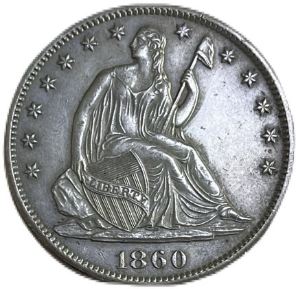 アメリカ銀貨 リバティシード 50セント 1860年 S ハーフダラー ハーフドル 美品 アンティークコイン 外国 硬貨 コイン