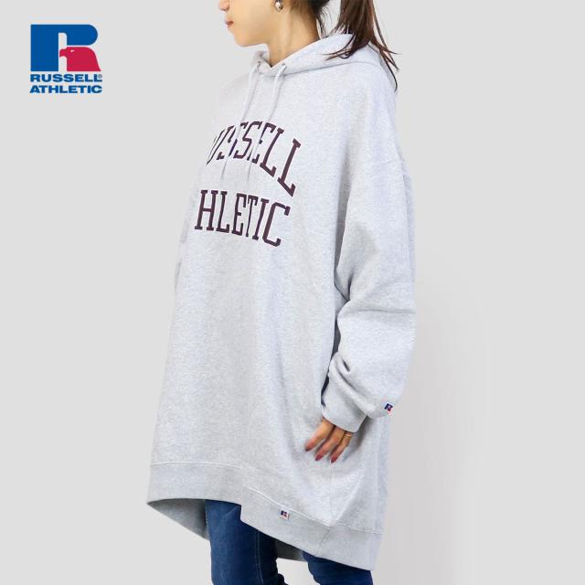 [10%OFF セール] ラッセル アスレティック トップス シャツ 長袖 トレーナー パーカー スウェット フード 付き フーディー ウェア カジュアル ブランド ロゴ フロント プリント デザイン アスレチック ナチュラル グレー ホワイト 送料無料 秋 冬 AW RUSSELL ATHLETICの通販は