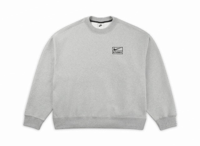 Stussy x Nike Fleece Crew Grey ステューシー x ナイキ フリース クルー グレー SS-560 S M L XL【中古】新古品