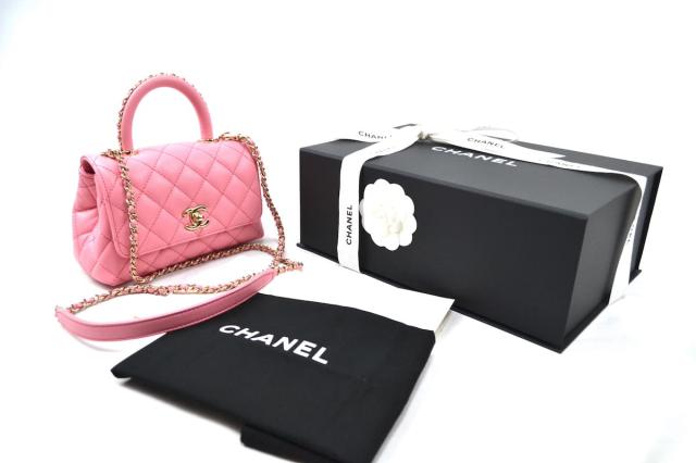ギフトボックス完備  シャネル ココハンドル XXS ピンク マトラッセ 2WAYショルダーバッグ ゴールド AS2215【中古】新古品【中古】新古品の通販は