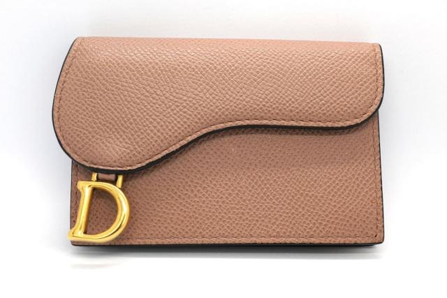 Christian Dior 三つ折り財布 グレインドカーフ サドル コンパクト