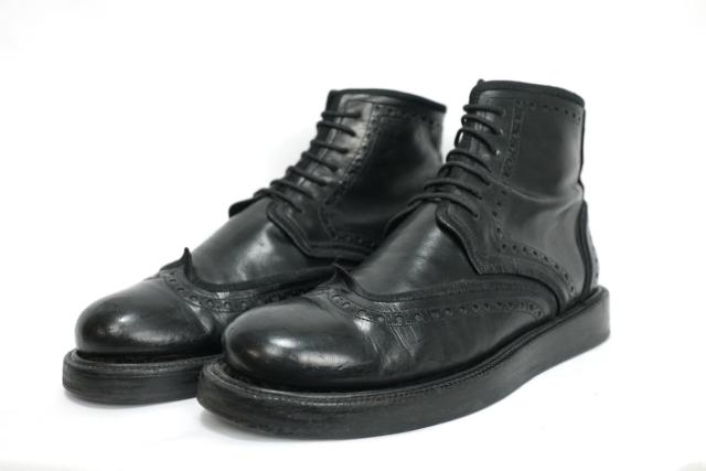 Dior HOMME ディオールオム ウィングチップ レースアップ レザーブーツ ブラック 42サイズ27cm 11HBM【中古】の通販は 21,827円