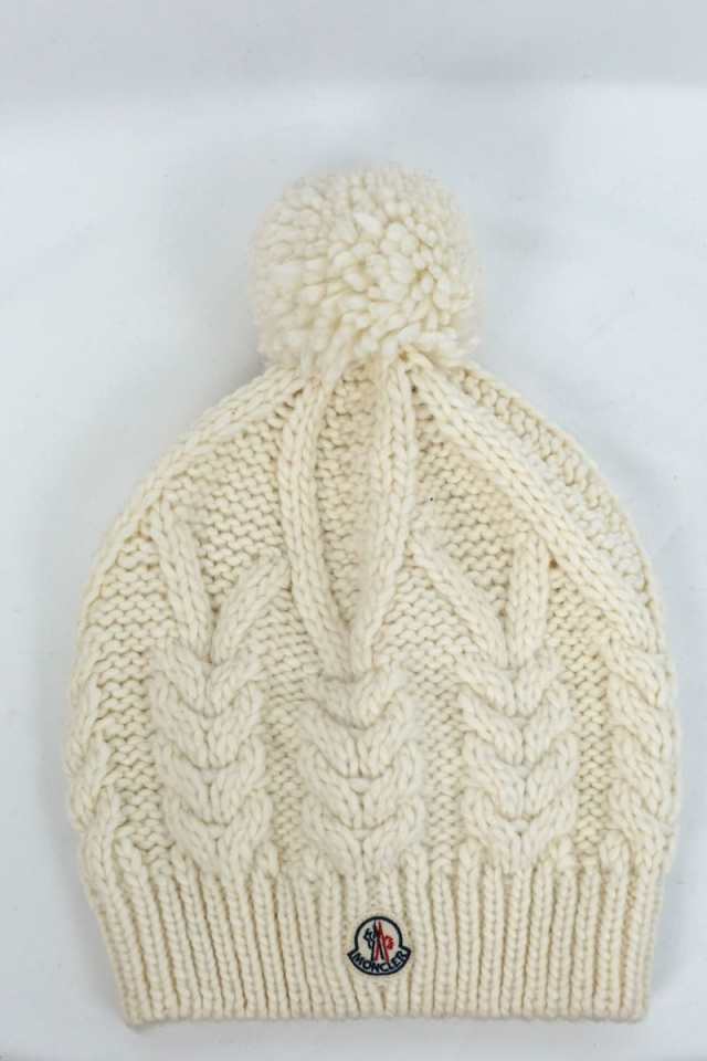 MONCLER モンクレール CAPPELLO ケーブルニット ビーニー ニット帽 ホワイト ウール アクリル アルパカ【中古】の通販は