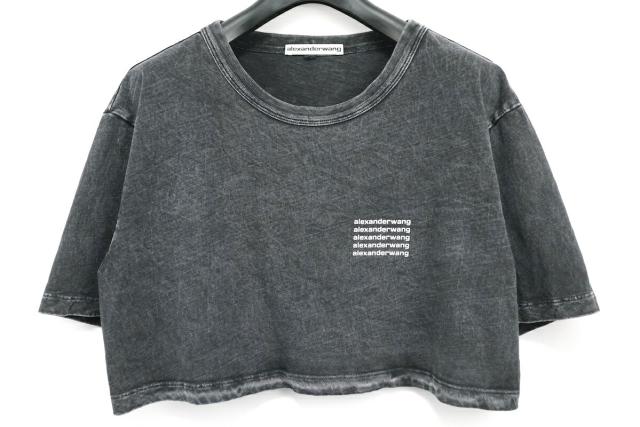【alexanderweang】クロップド Tシャツ アシッドウォッシュ ロゴ alexanderweang】クロップド Tシャツ アシッドウォッシュ ロゴ