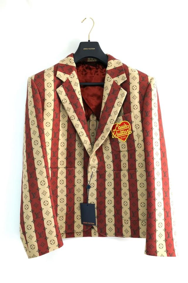 定価50万 22SS LOUIS VUITTON モノグラム トランク ストライプ ポケット ジャケット LV NIGO(R) コラボ RM221M I94 HMJ02E 日本限定サイズ52 54【中古】新古品