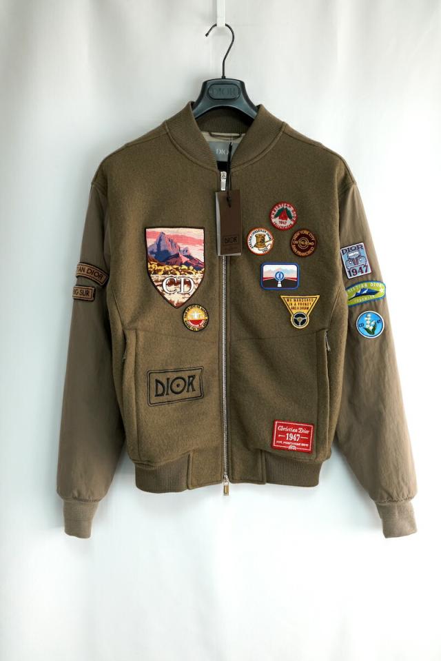 定価72万 DIOR AND JACK KEROUAC avis ディオール オーバーサイズ ボンバージャケット パッチ コラボ テディブルゾン Sサイズ【中古】の通販は