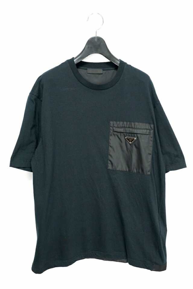 PRADA プラダ Re-Nylon ジャージー 半袖 Tシャツ ブラック Lサイズ【中古】