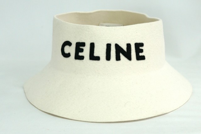 CELINE セリーヌ cloche hat クローシュハット フェルト 兎毛 ホワイト Sサイズ(57cm) 2AUV3749Q 【中古】