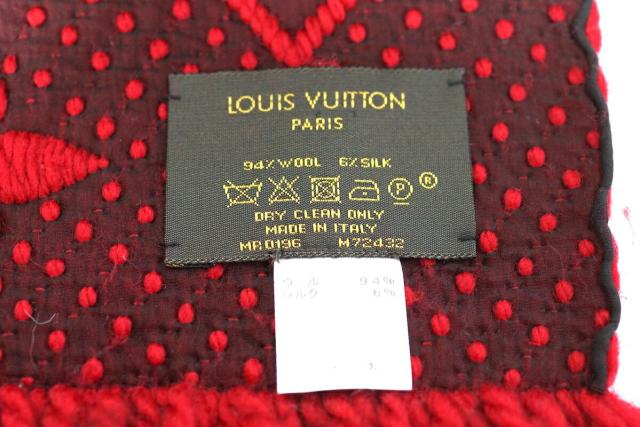 ルイヴィトン ニットマフラー エシャルプ ロゴマニア レッド