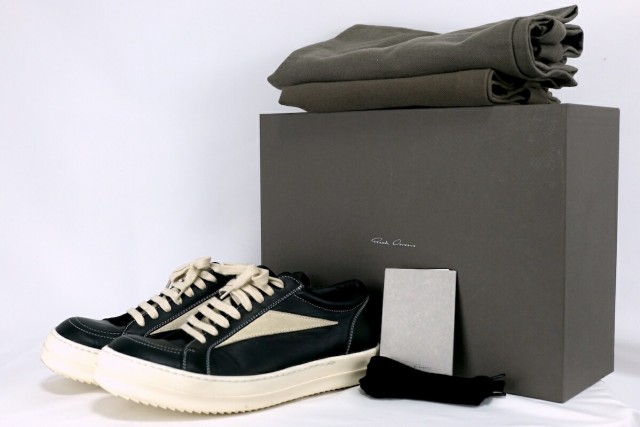 RICKOWENS リックオウエンス VINTAGE SNEAKS ローカットスニーカー ブラック ミルク サイズ40(約25cm) RU02D6897【中古】