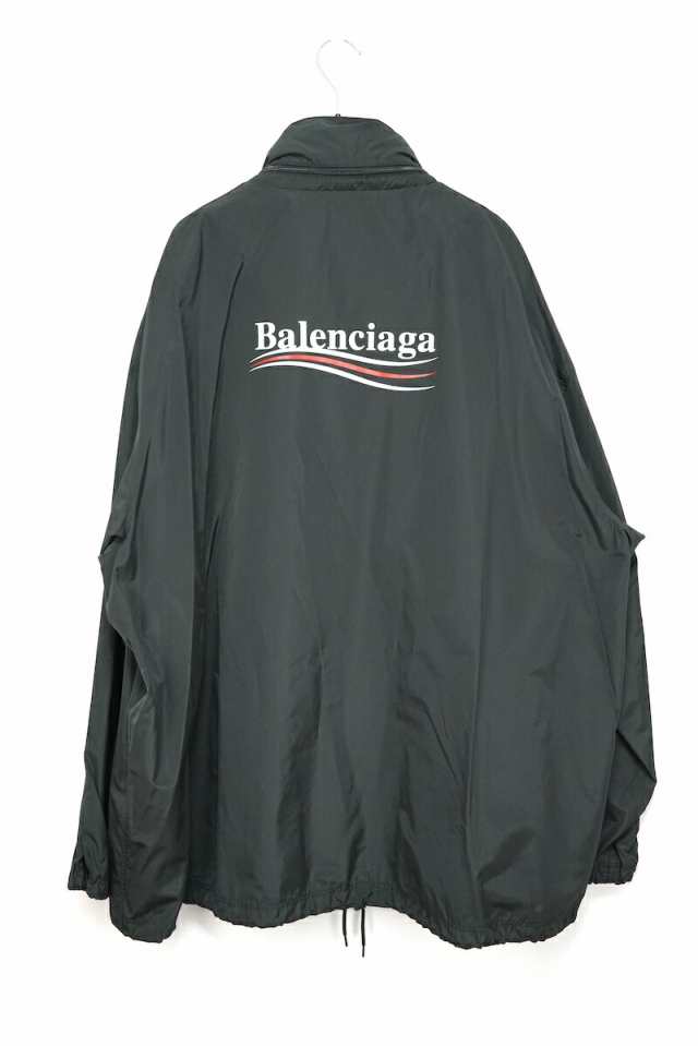 BALENCIAGA バレンシアガ ナイロンジャケット ロゴプリント レインコート ブラック 50サイズ 533920 【中古】新古品