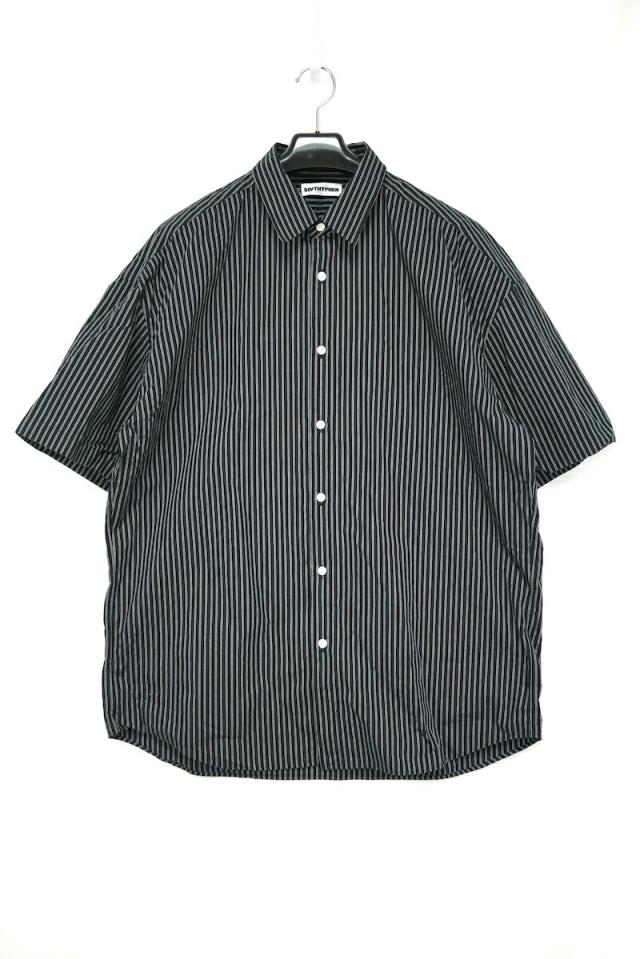SOFTHYPHEN ソフトハイフン 半袖 ストライプ コットン シャツ ブラック ３サイズ MGMFB221087【中古】の通販は 6,720円