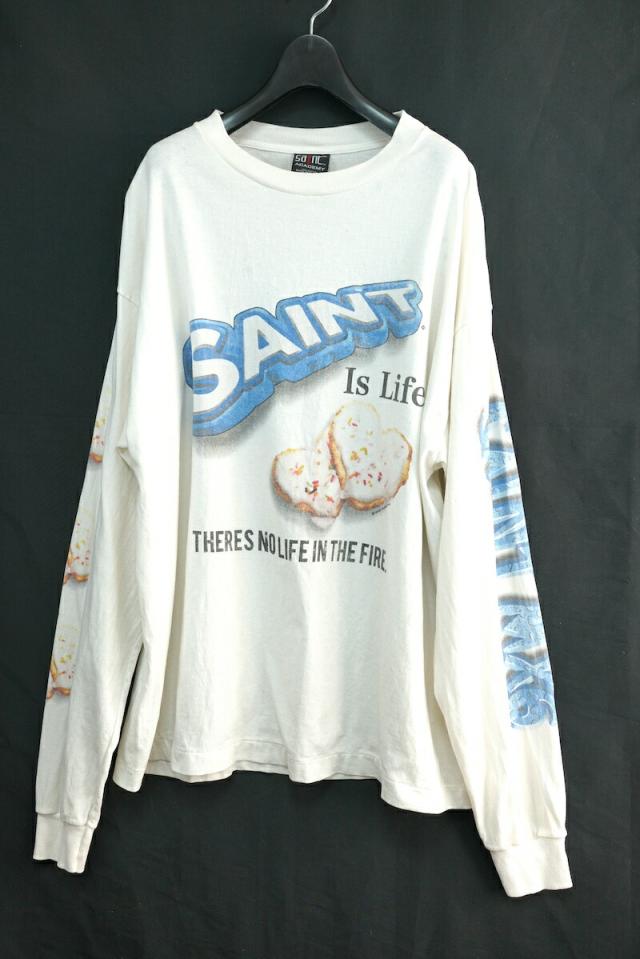 24SS SAINT MICHAEL  SHEMER セントマイケル シャーマー  ロングTシャツ  長袖 カットソー ロゴ プリント メンズ XLサイズ ホワイト  SM-YS1-0000-C39【中古】の通販は 19,440円