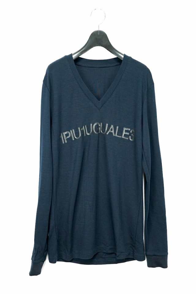 1PIU1UGUALE3 ウノピュウノウグァーレトレ ネイビー ロングスリーブ Vネック Tシャツ ロゴ サイズ4 MRT146【中古】の通販は