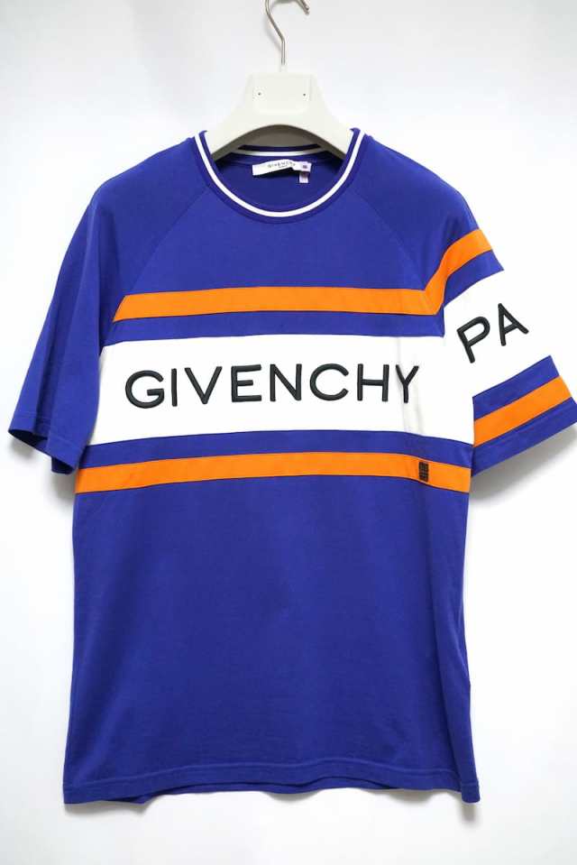 19SS GIVENCHY ジバンシィ 4G コントラスト スリム Tシャツ ブルー Sサイズ BM70KV3002【中古】