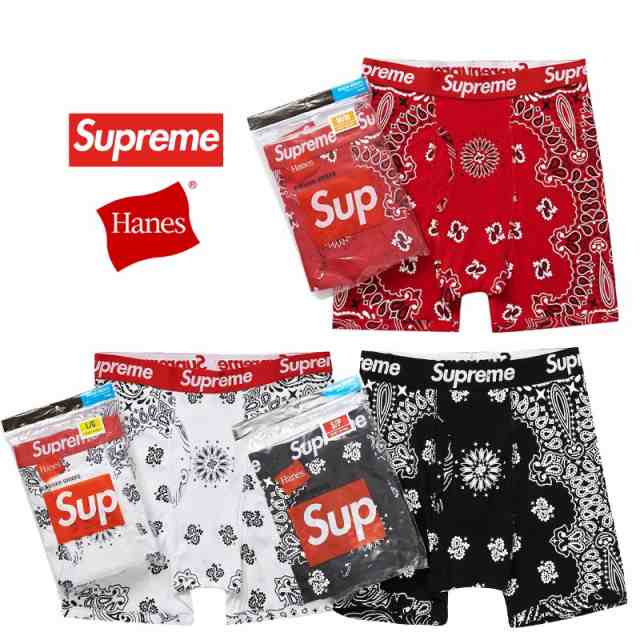 Supreme / Hanes Bandana Boxer Briefs (2 Pack) シュプリーム ヘインズ バンダナ ボクサー ブリーフ (2 パック) S M L XL Black White