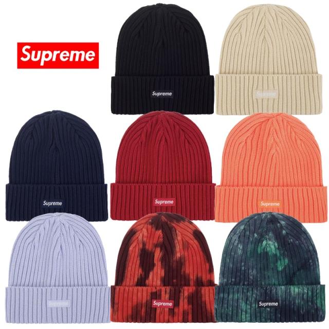Supreme 赤オーバーダイニット帽・ビーニー24ss