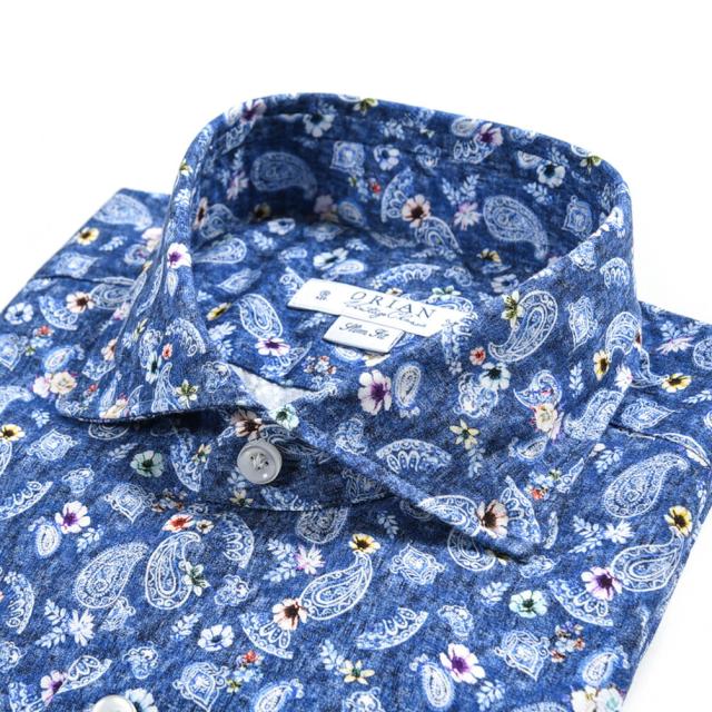 オリアン Orian Vintage Classic シャツ Slim Fit ホリゾンタルカラー 長袖 春夏 メンズ コットン 100 花柄 ブルーの通販はau Pay マーケット Guardaroba Milano Au Pay マーケット店