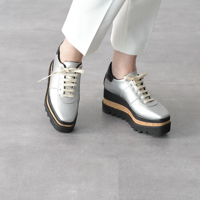 STELLAMCCARTNEY シルバー グリッター スポーツシューズ STELLAMCCARTNEY シルバー グリッター スポーツシューズ