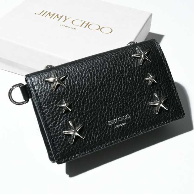 JIMMY CHOO ジミーチュウ 名刺入れ スタースタッズ カードケース CLIFFY UUF メンズ ユニセックス 黒 BLACK ブラック  レザー シルバー ス｜au PAY マーケット